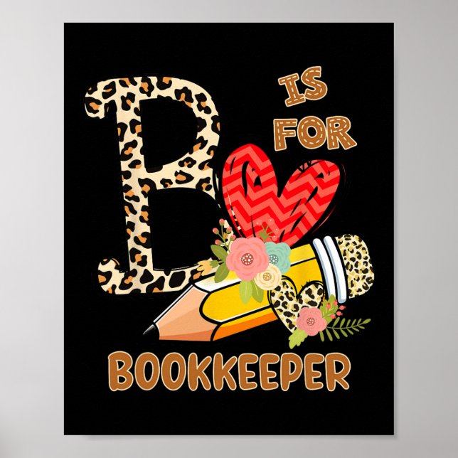 Schulbuchhaltertag Leopard Blume Lehrer Poster (Vorne)