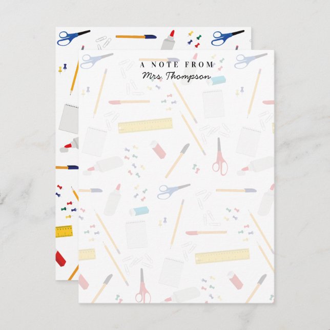 Schulbüros - Geschenke für Musterlehrer Mitteilungskarte (Vorne/Hinten)