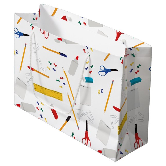 Schulbüros und Handwerksbedarf Muster Große Geschenktüte (Vorderseite Schrägansicht)