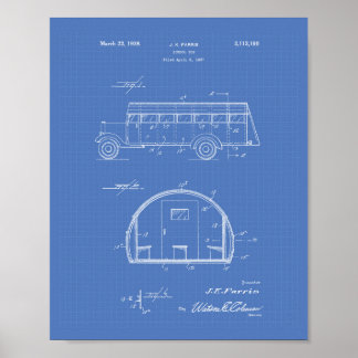 Schulbus 1937 Patentart Blueprint Poster
