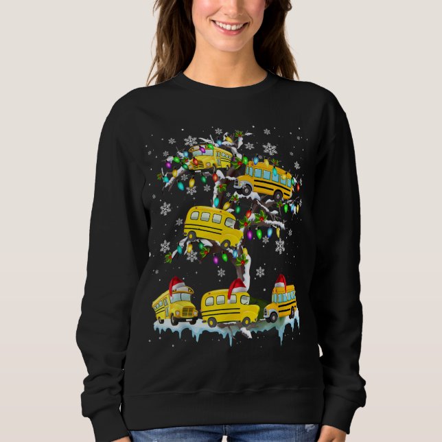 Schulbus auf Weihnachtsbaum Weihnachtsbus Sweatshirt (Vorderseite)