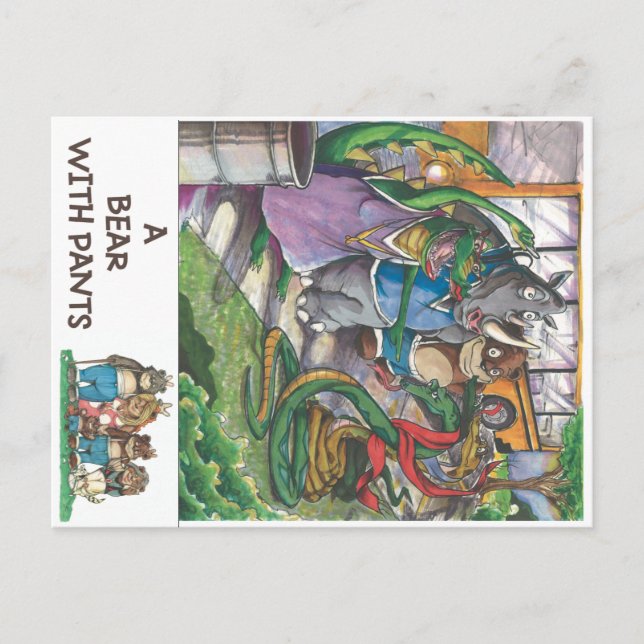 Schulbus aus dem Buch "Ein Bär mit Pants" Postkarte (Vorderseite)