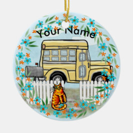 Schulbus Day individuelle Name Keramik Ornament