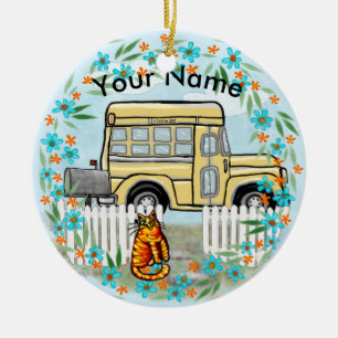 Schulbus Day individuelle Name Keramik Ornament