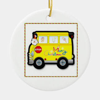 Schulbus-Fahrer-Weihnachtsverzierung Keramik Ornament