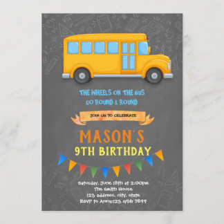 Schulbus-Geburtstagsparty Einladung