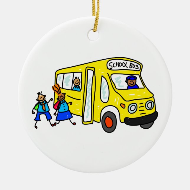 Schulbus Keramik Ornament (Vorne)
