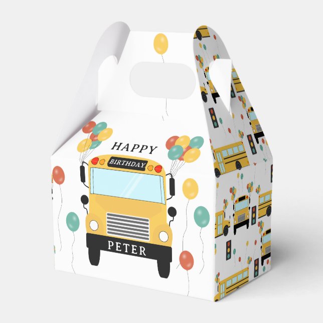 Schulbus-Kinder-Geburtstagsfeier Geschenkschachtel (Vorderseite)
