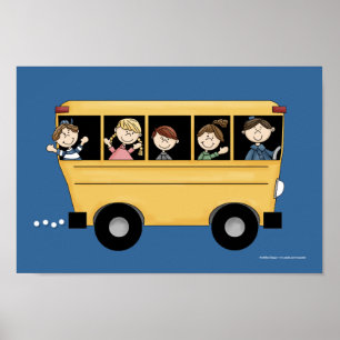 Schulbus mit Kid's & Driver Poster Print D2
