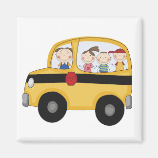 Schulbus mit T - Shirt und Geschenken für Kinder Magnet