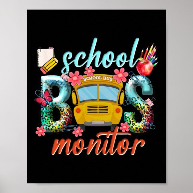 Schulbus-Monitor Schulbusfahrer Zurück zur Schule Poster (Vorne)