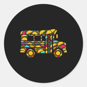 Schulbus Tacos Kinder Mens Womens Mexikos Cinco De Runder Aufkleber