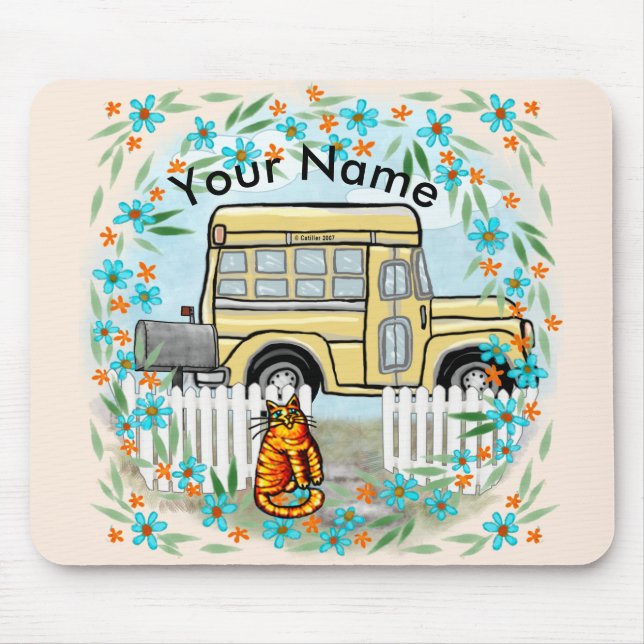 Schulbus-Tag benutzerdefinierter Name Mousepad (Vorne)