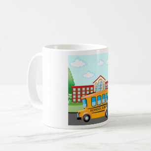 Schulbus und Fahrer Kaffeetasse