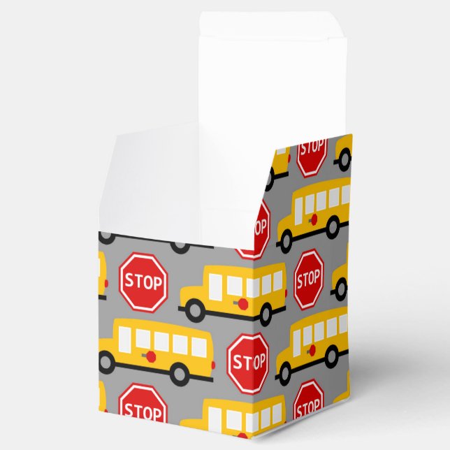 Schulbus und Stoppschild Geschenkschachtel (Geöffnet)