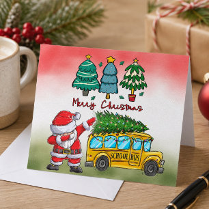 Schulbus-Weihnachten für den Fahrer Feiertagskarte