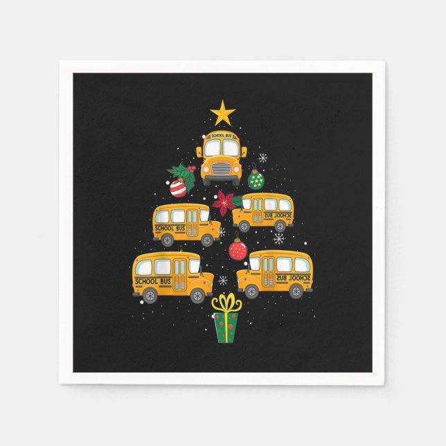 Schulbus Weihnachtsbaum Funny Boys Girls Kinder Xm Serviette (Vorderseite)
