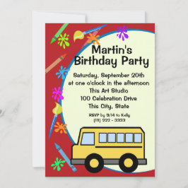 Schulbusart Geburtstag Einladung