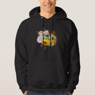 Schulbusfahrer Blume Leopard Niedliche Frauen Männ Hoodie