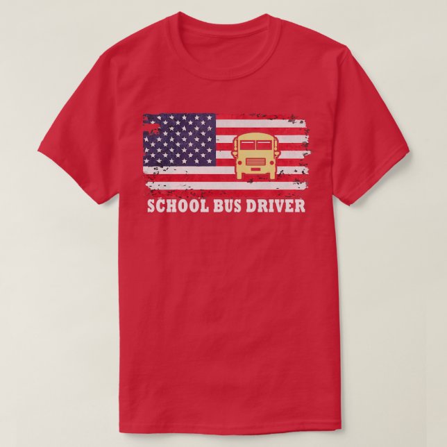 Schulbusfahrer Busfahrer US-Flagge Vectorohlic T-Shirt (Design vorne)