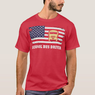 Schulbusfahrer Busfahrer US-Flagge Vectorohlic T-Shirt