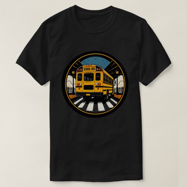 Schulbusfahrer Comic Art Aufkleber  T-Shirt (Design vorne)