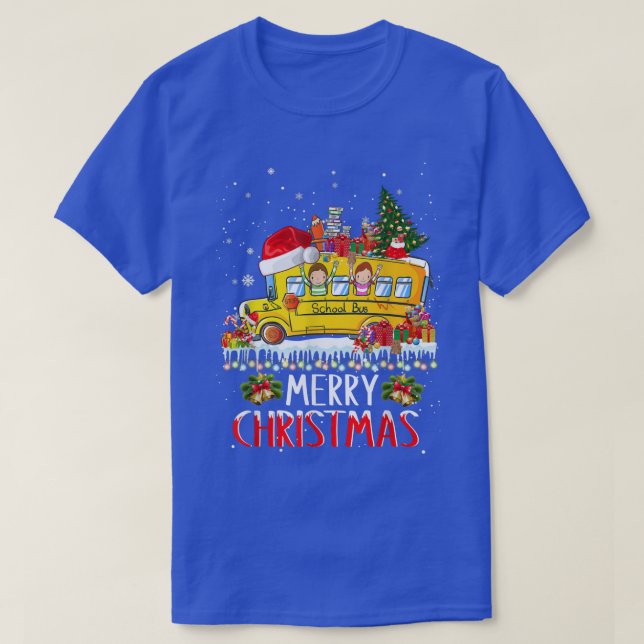 Schulbusfahrer frohe Weihnachts Pajamas Lights X T-Shirt (Design vorne)