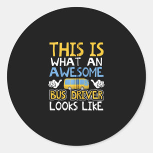 Schulbusfahrer Grafikgeschenk, Schulbusdesign Runder Aufkleber