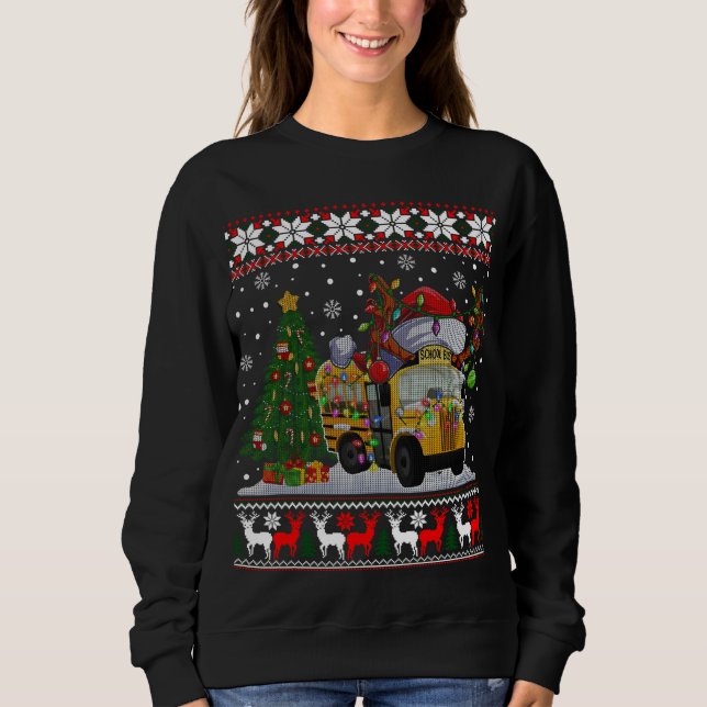 Schulbusfahrer Rentier Weihnachtsmannmütze Ugly Ch Sweatshirt (Vorderseite)