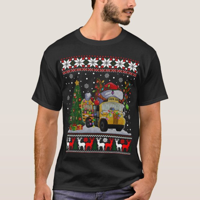 Schulbusfahrer Rentier Weihnachtsmannmütze Ugly Ch T-Shirt (Vorderseite)