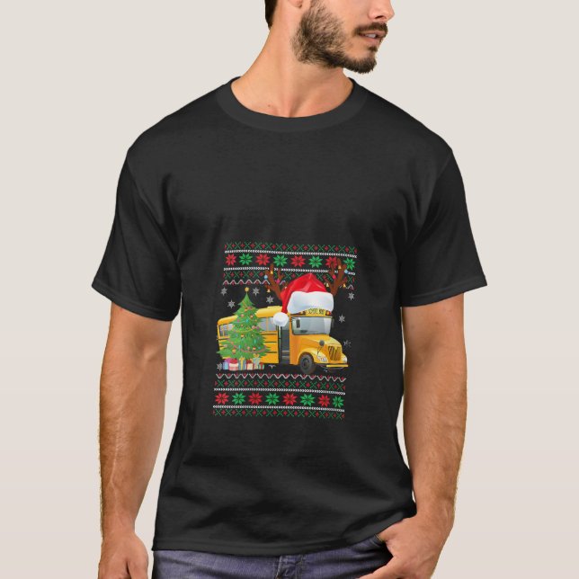Schulbusfahrer Rentier Weihnachtsmannmütze Ugly Ch T-Shirt (Vorderseite)