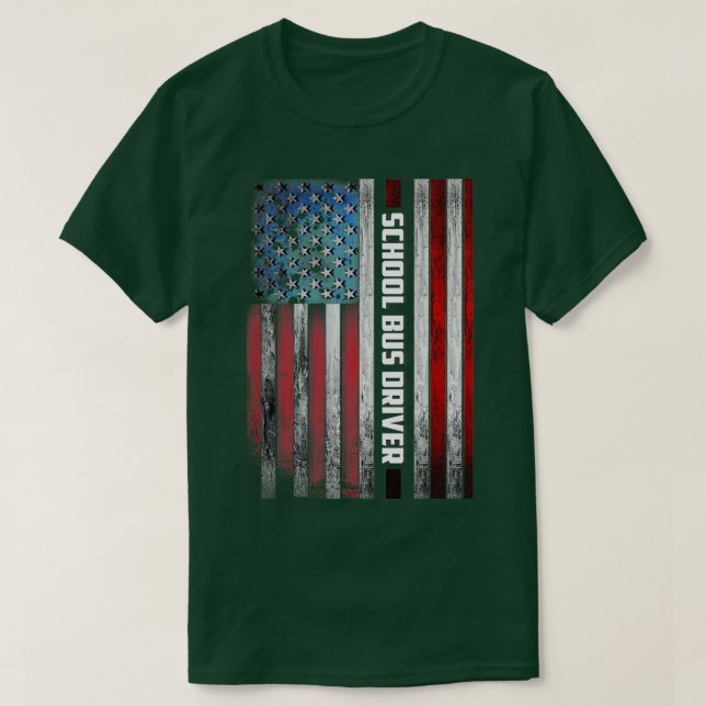 Schulbusfahrer US-Flagge T-Shirt (Design vorne)