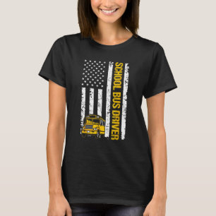Schulbusfahrer US-Flagge Vintager Retro T-Shirt