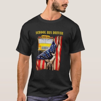 Schulbusfahrer USA Flaggen Blaues Weiß T-Shirt
