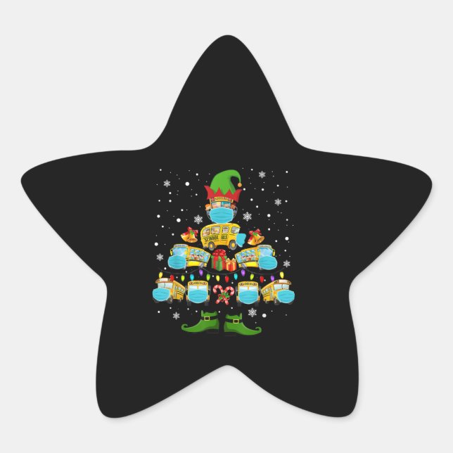Schulbusfahrer Weihnachtsbaum Funny Xmas Geschenk Stern-Aufkleber (Vorderseite)