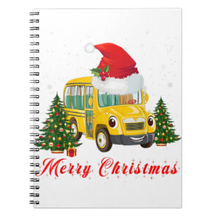 Schulbusfahrer Weihnachtsmannmütze frohe Weihnach Notizblock