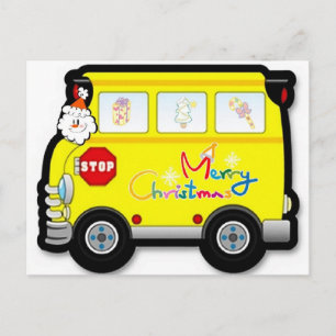 Schulbusfahrer Weihnachtspostkarte Feiertagspostkarte