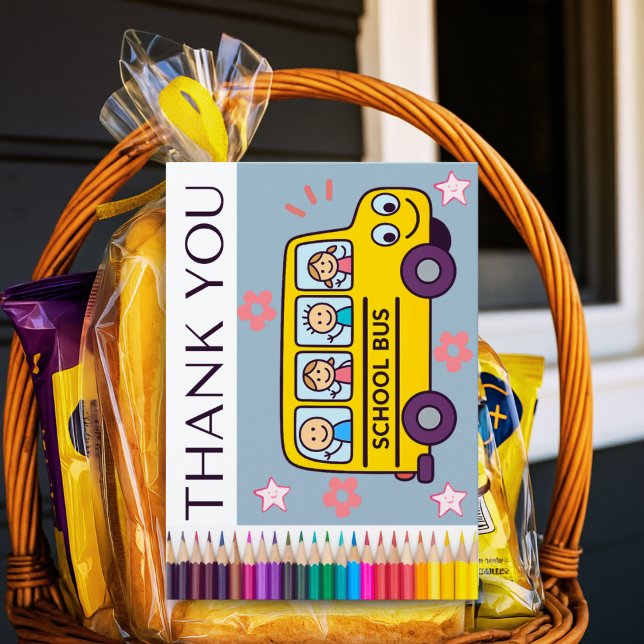 Schulbusfahrerkarte aus dem Namen Kind oder Famili Dankeskarte (Von Creator hochgeladen)
