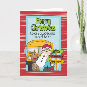 Schulbusfahrerkarte Weihnachtskarte Feiertagskarte