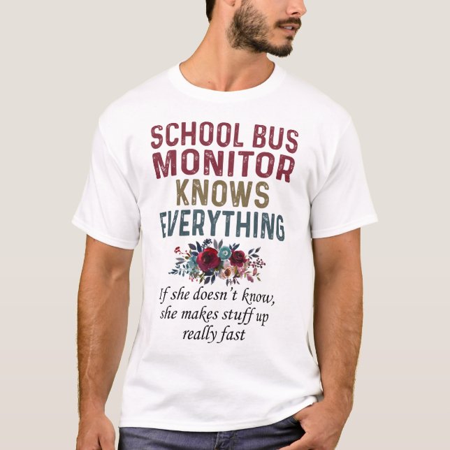 Schulbusmonitor weiß alles T-Shirt (Vorderseite)