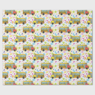 Schulbusmuster Geschenkpapier