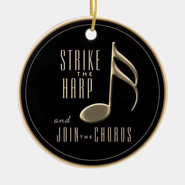 Schulchor Winterschmuck Schwarz und Gold Keramik Ornament (Vorne)