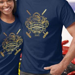 Schulclub-Team-Liga-Name Jahr Curling  T-Shirt