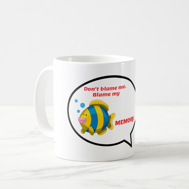 Schuld an meiner Gedächtnisfisch-Blase Kaffeetasse (Vorderseite Links)