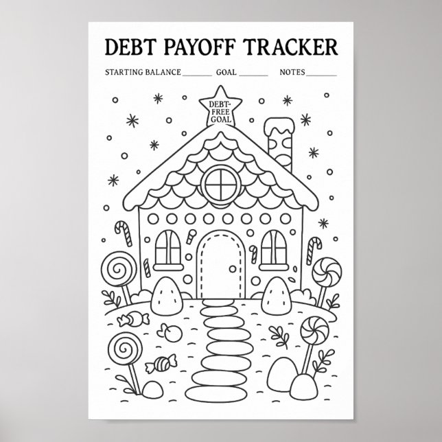 Schulden Payoff Gingerbread House Tracker Poster (Vorne)