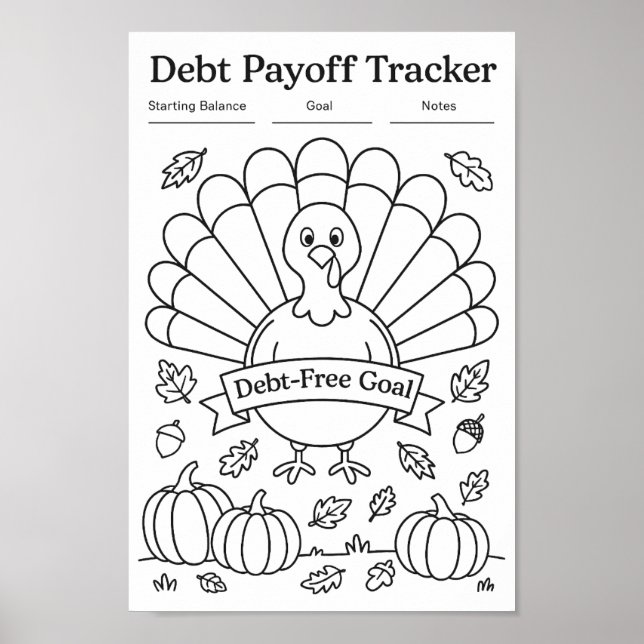 Schulden Payoff Turkey Feathers Tracker Poster (Vorne)