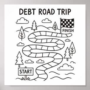Schulden Road Trip Payoff Tracker Farbblatt Poster