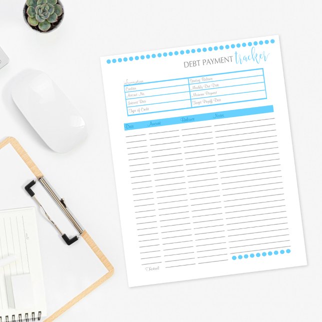 Schulden Tracker-Papier | Baby Blue (Von Creator hochgeladen)