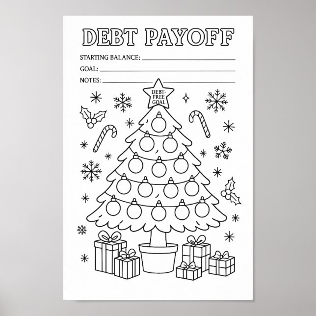 Schulden Weihnachtsbaum Ornament Payoff Tracker Poster (Vorne)