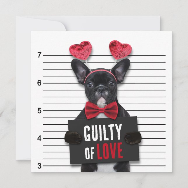 Schuldige Liebe Mugshot Dog Funny Valentine's Day Einladung (Vorderseite)